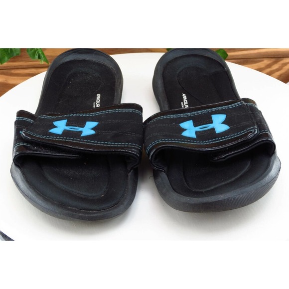 Under Armour Sz 10 M Black Slide Synthetic Women Sandals - Picture 2 of 7